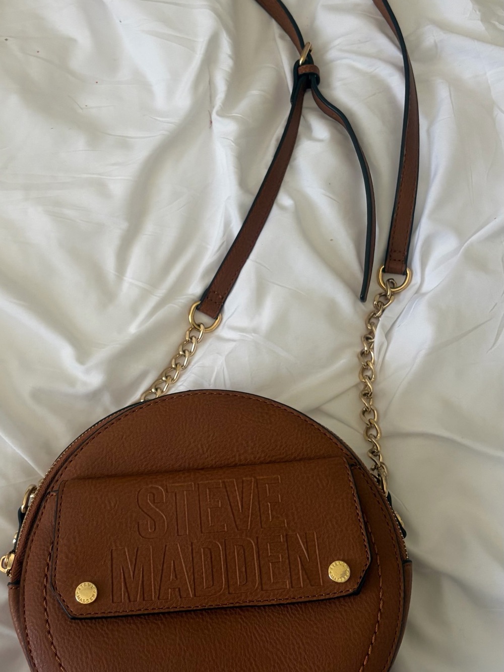 Steve Madden Brown Round Crossbody Bag with Front Pocket - Picture 3 of 5